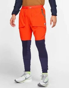 Nike Wild Run Mens Running Trousers Blackened Blue/Habanero Red Size Large - Picture 1 of 5