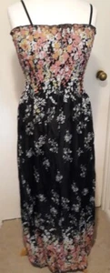 Nwt-Morefeel-lovely black floral chiffon strappy maxi dress size 12 - Picture 1 of 4