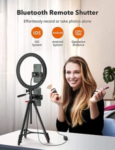 TaoTronics 12" Selfie Ring Light with 16"-62" Adjustable Tripod Stand,2 Phone Ho - Picture 1 of 6