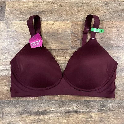 Sutiã Bali Feminino Grande Borgonha Vermelho Sem Fio Conforto Levemente Forrado Camiseta NOVO - Imagem 1 de 4