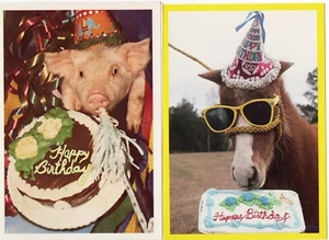 Vintage Pair of Happy Birthday Cards Party Animals, ©1980 & ©1981 George Dudley - Picture 1 of 7
