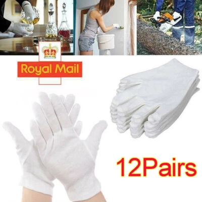 24 pairs, 100% COTTON WHITE GLOVES Moisturising Eczema Butler Beauty ONE SIZE UK