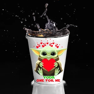 Día de San Valentín Yoda One For Me Shot Glass Divertido San Valentín Shot Glass Regalo - Imagen 1 de 6