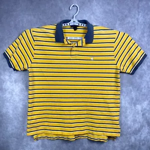 Express Shirt Mens XL Yellow Striped Cotton Polo Collar Short Sleeve Pullover - Picture 1 of 9