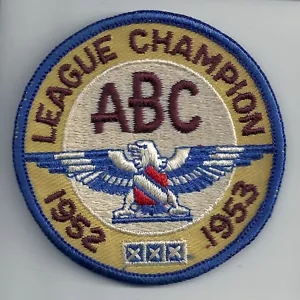ABC AMERICAN BOWLING CONGRESS 1952-1953 LEAGUE CHAMPION INSIGNIA PATCH - Foto 1 di 2