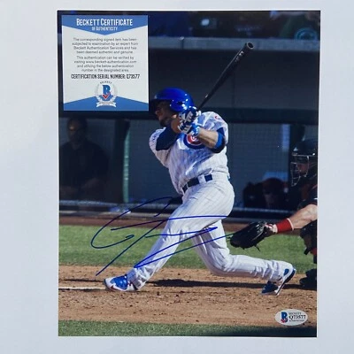 Foto autógrafa firmada por Gleyber Torres 8x10 Cachorros Tigres de Detroit Beckett certificado de autenticidad MLB Foto 1 de 3