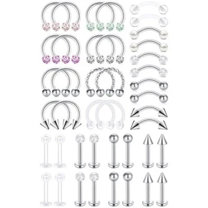 10 Ptz Piercing ACCIAIO INOX barbell barretta bilancino Orecchio Lingua Unisex - Foto 1 di 6