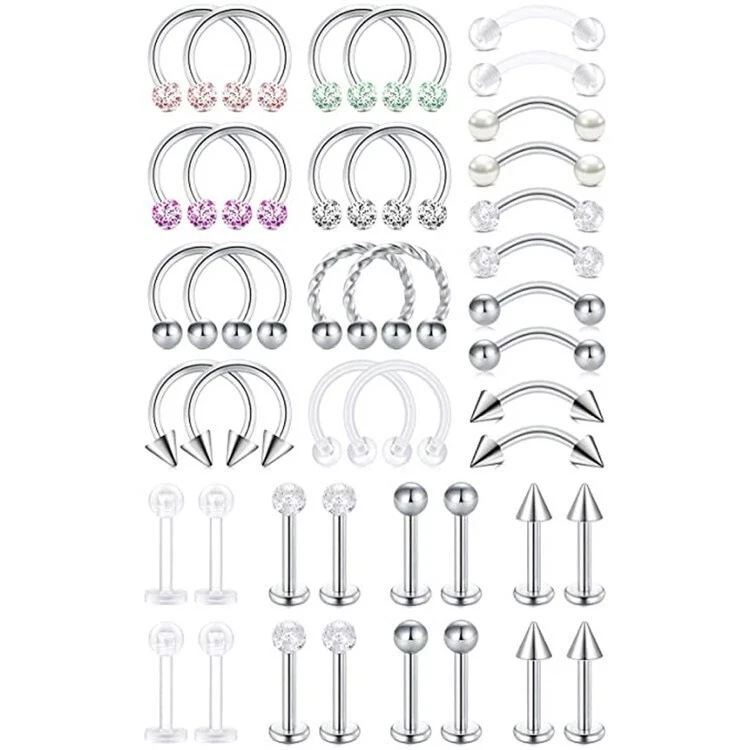 10 Ptz Piercing ACCIAIO INOX barbell barretta bilancino Orecchio Lingua Unisex - Immagine 1 di 4