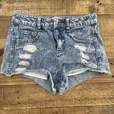 Pantalones Cortos MUDD Mujer Talla 1 Tiro Medio/Alto Denim Azul Envejecido Jean Corte Foto 1 de 4