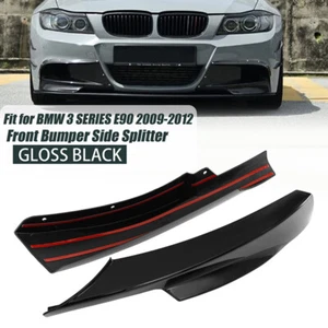 Cubierta de alerón divisor de parachoques delantero negro brillante 2x para BMW E91 E90 2009-2012 - Imagen 1 de 12