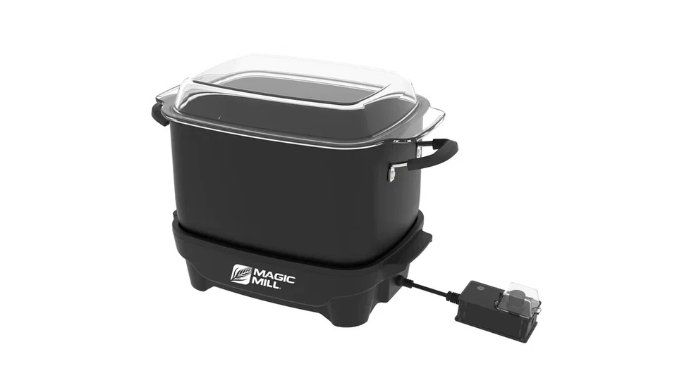 MAGIC MILL 9 QT BLACK SLOW COOKER, FLAT GLASS COVER, COOL TOUCH HANDLES msc926 - Image 1 of 1