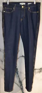 NICKI MINAJ Dark Blue Stretch Cotton Blend Jeans 11 12 Mid Rise Zipper Rim Taper - Picture 1 of 5