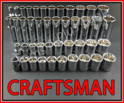 CRAFTSMAN TOOLS 44pc Short & Deep 3/8 SAE METRIC 12pt ratchet wrench socket set - Image 1 of 4