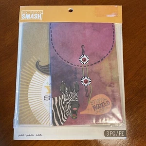 New K & Company SMASH Set of 3 Pockets-Assorted Zebra Mustache Cityscape - Picture 1 of 5