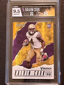 2017 Fathers Day *Double Rainbow* #38, DALVIN COOK (RC), SSP 2/5, HGA 9.5 (GM) - Picture 1 of 6