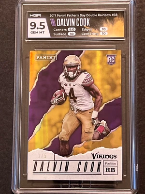 2017 Fathers Day *Double Rainbow* #38, DALVIN COOK (RC), SSP 2/5, HGA 9.5 (GM) - Image 1 of 4