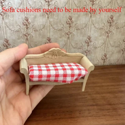 1Set 1/24 Scale Dollhouse Miniature Furniture Vintage Sofa Unfinished Handmade - Image 1 of 4