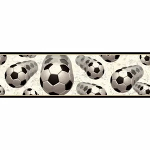 Soccer Balls In Motion Easy Walls Wallpaper Border BYR94253B - Picture 1 of 3