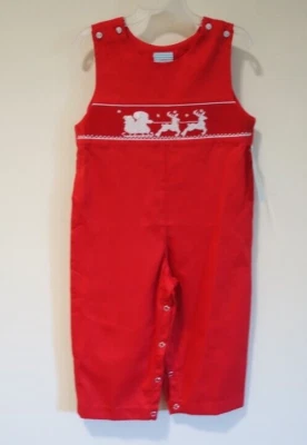 NWT Southern Sunshine Smocked Holiday Longall/ Romper Boy's Size 2 - Image 1 of 2