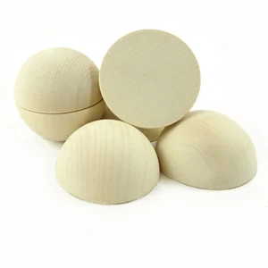 10mm-80mm Natural Wooden Craft Semicircle Balls Split Half Halved Wood Balls DIY - Picture 1 of 5