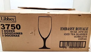 Case Of 25 Libbey 3750 Embassy Royale Tall Iced Tea 16 OZ Glass Clear - Picture 1 of 9