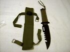 SURVIVAL HUNTING & FISHING BLK THROWING KNIFE W/GREEN HANDLE & SHEATH BRAND NEW