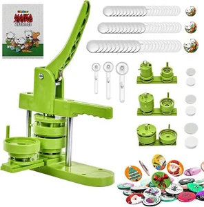 Button Maker Machine Multiple Sizes 600Pcs, Photo Pin Badge Maker 1+1.25+2.25 in - Picture 1 of 8