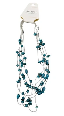 Villager Liz Claiborne Collar Cadena Declaración Azul Imitación Piedra Cierre LEER NUEVO Foto 1 de 4