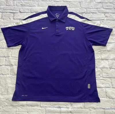 TCU Horned Frogs Nike Shirt Polo XL Purple Dri Fit Short Sleeve - Image 1 of 4