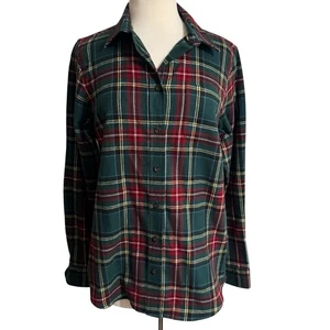 L.L. Bean leicht tailliert Prinzessin Mary Button Down Flanellhemd Medium Neu mit Etikett - Bild 1 von 4