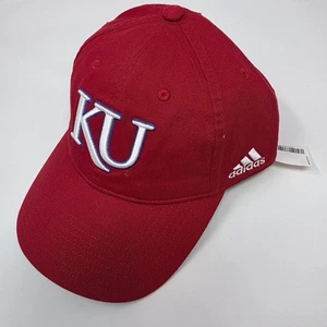 Adidas NCAA Kansas Jayhawks Flex Mütze Kappe Herren Einheitsgröße rot Logo kurvige Krempe neu mit Etikett - Bild 1 von 4
