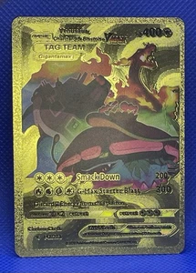 Charizard & Blastoise VMAX Tag Team Gold Foil 143/203 2020 Rare Fan Art - Picture 1 of 2