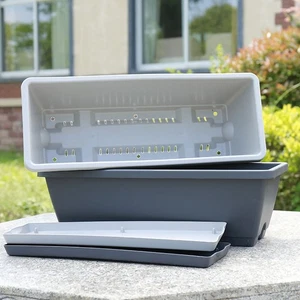 Rectangular Planter Box Plastic Flower And Vegetable Planting Pots Plant Contain - Picture 1 of 19