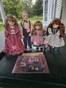 RARE Tarko’s Doll Co. Prairie Series Fair Dolls Set 4 Porcelain Cloth Bodies COA - Picture 1 of 19