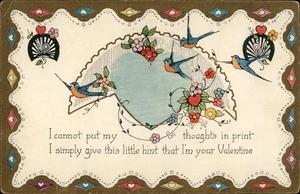 Vintage Valentine Postcard with Birds and Flowers - Picture 1 of 2