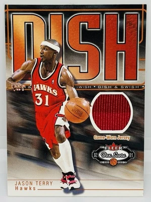 2002-03 FLEER Box Score Jason Terry Dish Swish GAME-USED Jersey Patch ATL Hawks - Image 1 of 2