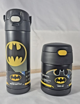 Juego de botellas de agua y tarros de comida de acero inoxidable para funtainer termo Batman Foto 1 de 4
