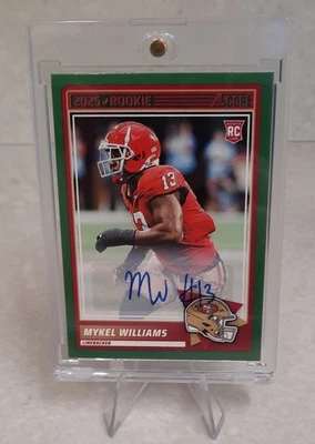 2025 Score - Rookies Mykel Williams #28 Signatures Green Parallel (AU, RC) - Image 1 of 2