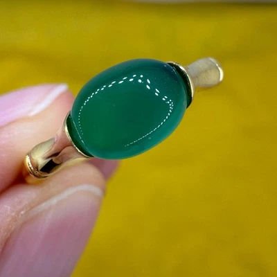 925 Sterling Silver Ring Oval 8x5mm Green Natural Emerald Gemstone Jewelry Women - Image 1 of 4