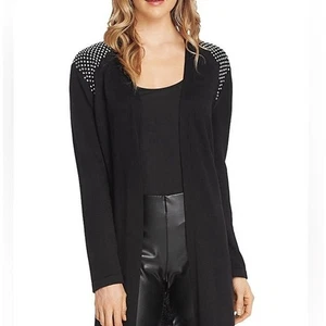 Vince Camuto Studded Shoulder Black Cardigan Sweater Size Large NWT - Picture 1 of 8