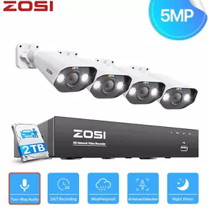 ZOSI 8CH 4K POE NVR Überwachungskamera Set 2TB Außen 5MP POE Kameras H265+ Audio - Bild 1 von 13