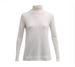 Neiman Marcus Cashmere Turtleneck Sweater Womens Medium Cream Long Sleeve Ivory - Picture 1 of 12