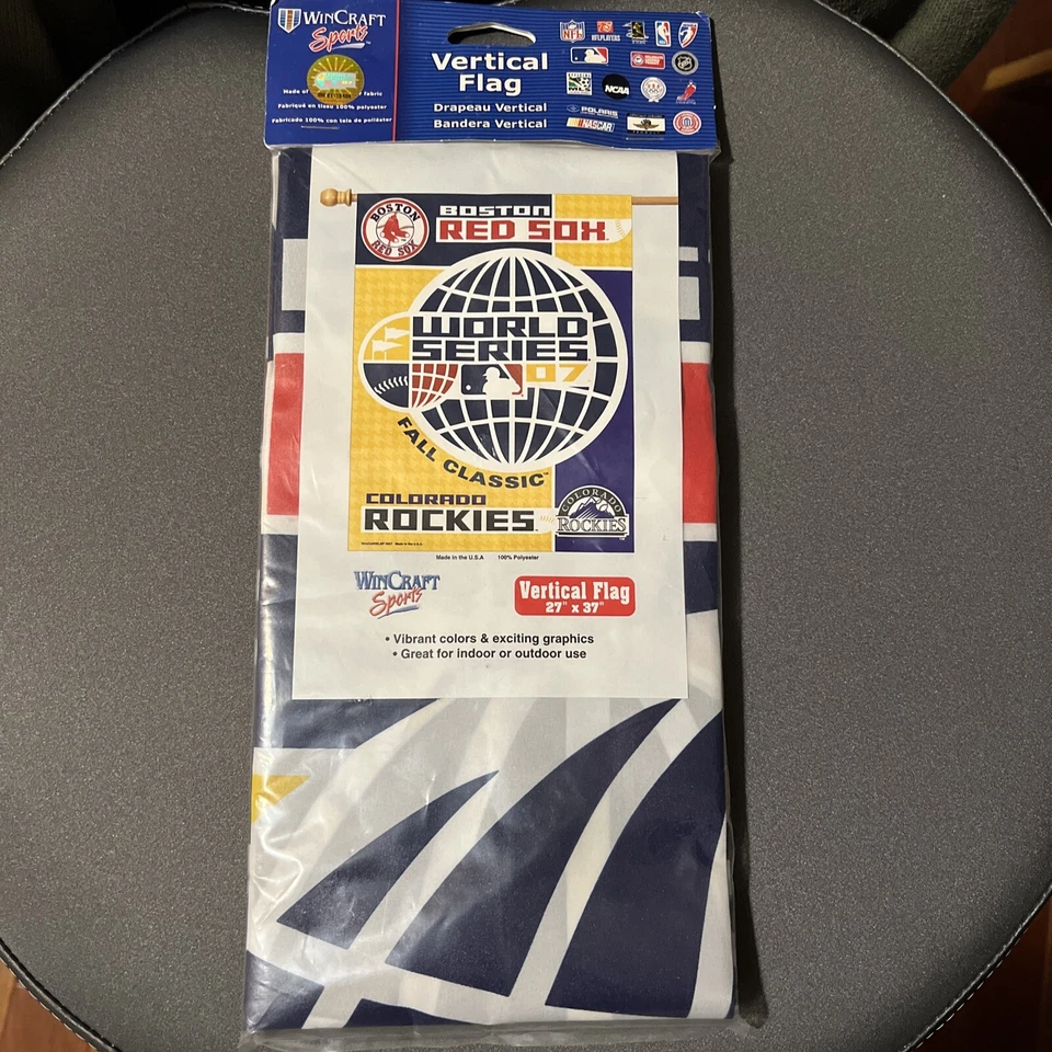 NIP BOSTON RED SOX WORLD SERIES 07 Vertical Flag 27” X 37” Wincraft  - Image 1 of 1
