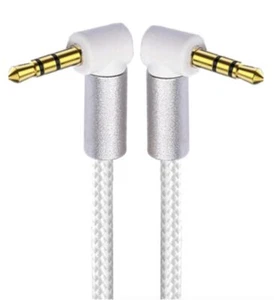 3.5mm TRS Male to 3.5mm Angled Male Auxiliary Audio Braided Extension Cable - Picture 1 of 3