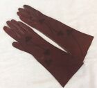 Bacmo Glacé Women’s Vintage Gloves Brown Smooth Leather Embroidered Size 6
