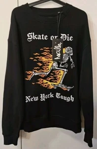 Haculla Skate Or Die Crewneck Embroidered Sweater Black Men's Size Small $295 - Picture 1 of 14