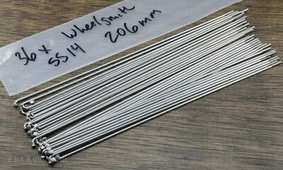 36x 206mm Wheelsmith SS14 Gauge 2mm Bike SPOKES Stainless Steel Bicycle Rim Hub - Image 1 of 4