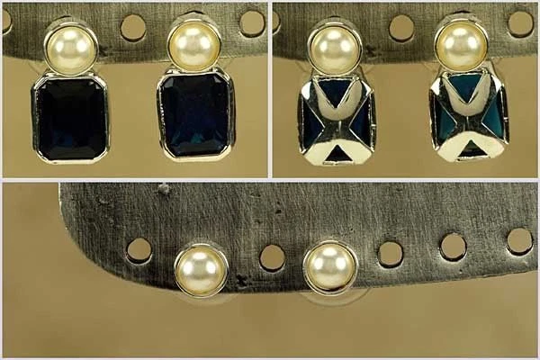 Ohrringe Macht Verwendung Der 3 Formen Mit Steine Saphir, Zirkonia, Und Perlas - Bild 1 von 1