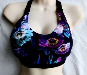 Sujetador deportivo acolchado con tiras florales negras Calia para mujer talla XL - Imagen 1 de 5