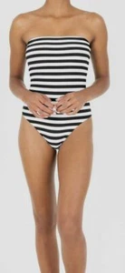 $245 Anemos Women's Black The Ritts Strapless One-Piece in Stripe Print Size M - Picture 1 of 4